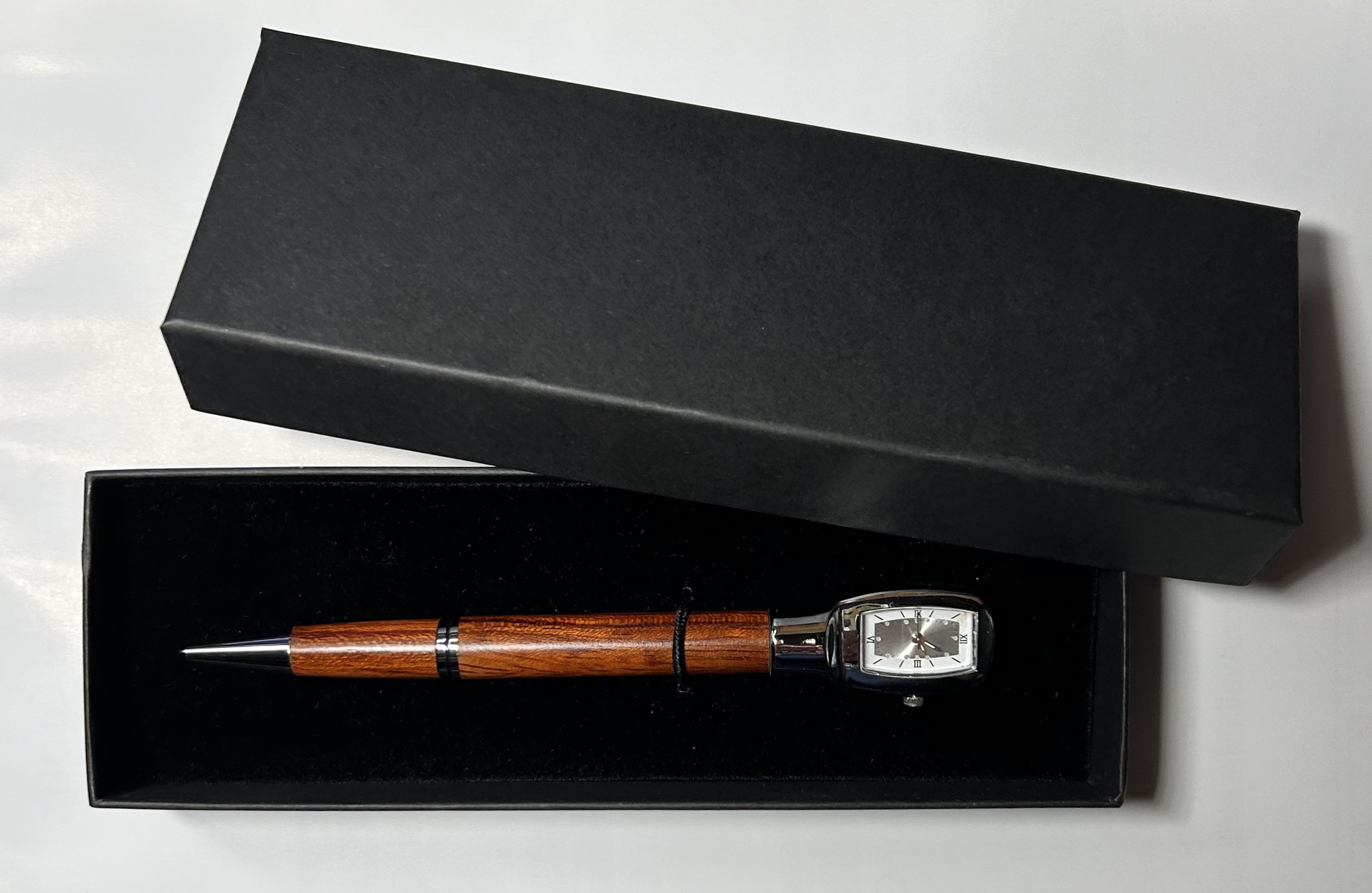 Rosewood Ballpoint Pen with Watch